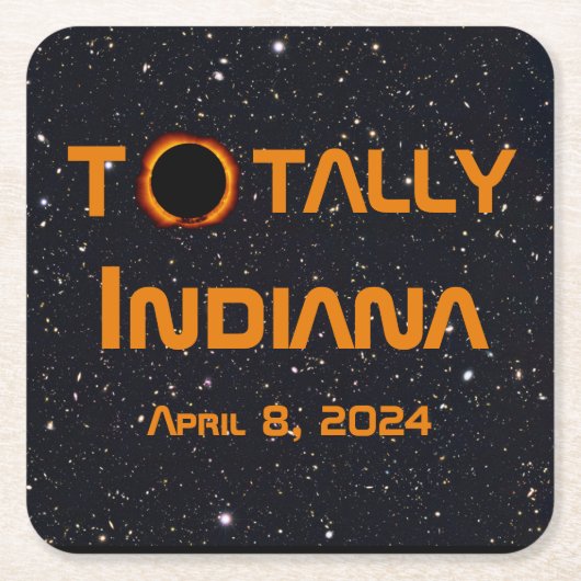 完全インディアナ2024年太陽の日食 スクエアペーパーコースター (正面)
