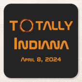 完全インディアナ2024年太陽の日食 スクエアペーパーコースター (正面)