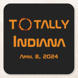 完全インディアナ2024年太陽の日食 スクエアペーパーコースター