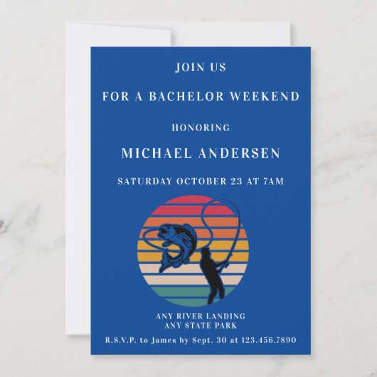 完全オーダーメイドのフィッシングバチェラーパーティー 招待状 (正面)