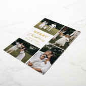 完全カスタムクリスマス4フォトコラージホワイト 箔シーズンカード (回転した状態)