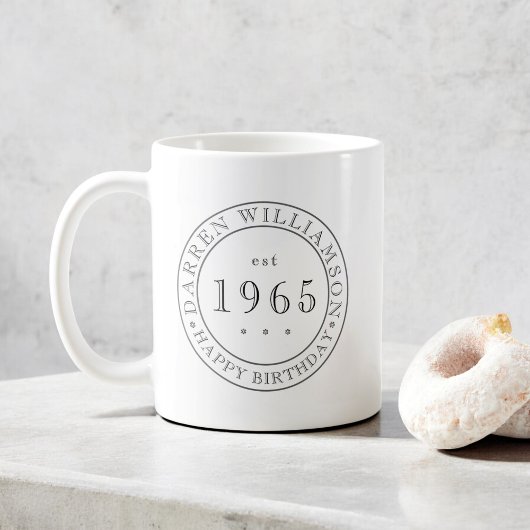 完全カスタム白黒ハッピーバースデー コーヒーマグカップ