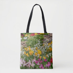 完全カラフル開花春の花 トートバッグ