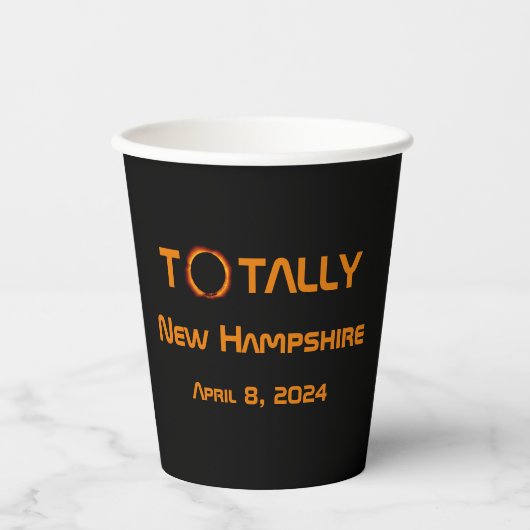 完全ニューハンプシャー2024太陽の Eclipse 紙コップ (正面)