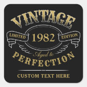 完全パーソナライズされたに成熟した黒金ゴールドヴィンテージ スクエアシール (正面)