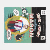 完全パーソナライズされたレトロ漫画スーパーヒーロー フリースブランケット (正面(横))