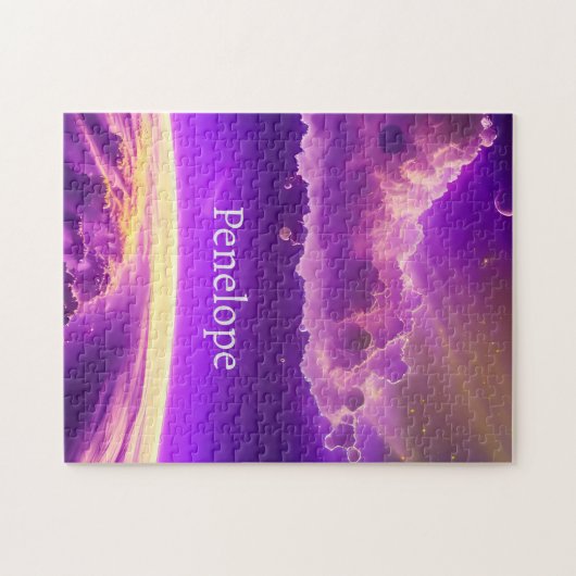 完全ファンタジー紫と紫のおもしろい宇宙 ジグソーパズル (横)