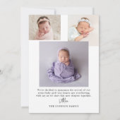 完全ミニマル写モダン真ベビー誕生発表 案内状 (裏面)