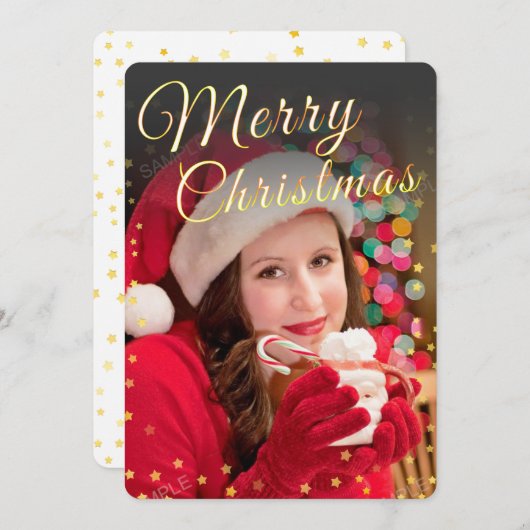 完全モダン写真クリスマスグリーティングカード (正面/裏面)