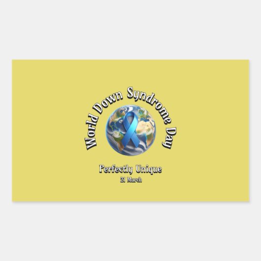 完全ユニークに。ワールドダウン症候群日。 長方形シール (正面)