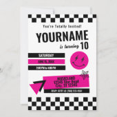 完全レトロ誕生日招待状（ピンク） 招待状 (正面)