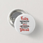 完全ワクチン接種を受けてもまだ社会的な距離を置くCOVID 19 缶バッジ (正面&裏面)