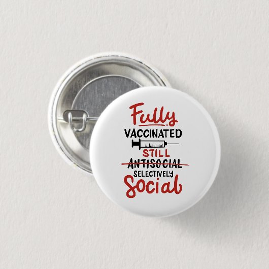 完全ワクチン接種を受けてもまだ社会的な距離を置くCOVID 19 缶バッジ (正面&裏面)