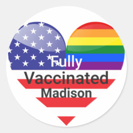 完全ワクチン接種ハート ラウンドシール