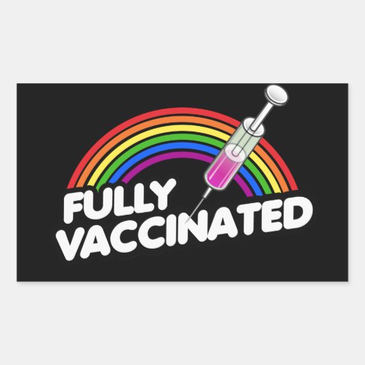 完全ワクチン接種プライドTシャツ 長方形シール (正面)
