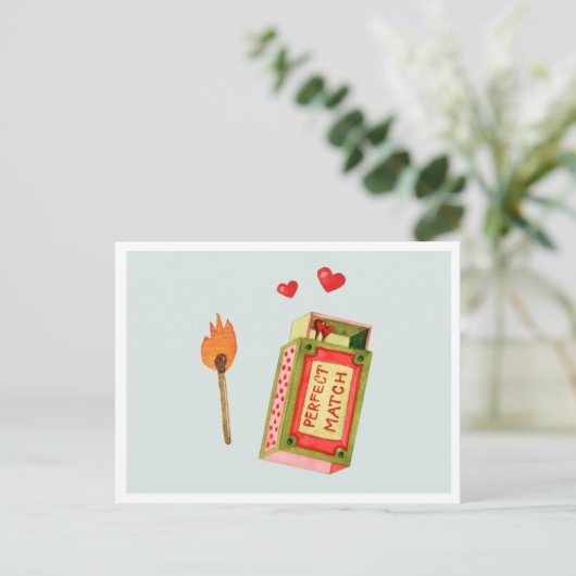 完全一致 | かわいい水色バレンタイン シーズンポストカード (スタンド正面)