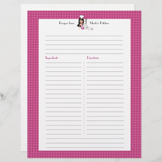 完全図解入りの、写真付きのレシピペーカスタムジ文字 (正面/裏面)