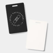 完全接種済みCOVID-19 ラニヤードバッジ 黒 バッジ (正面＆裏面)