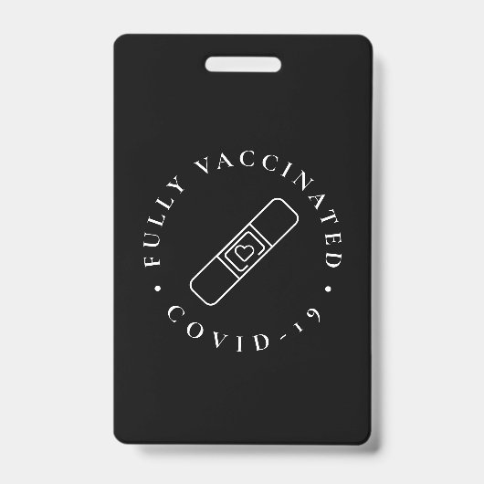 完全接種済みCOVID-19 ラニヤードバッジ 黒 バッジ (正面)