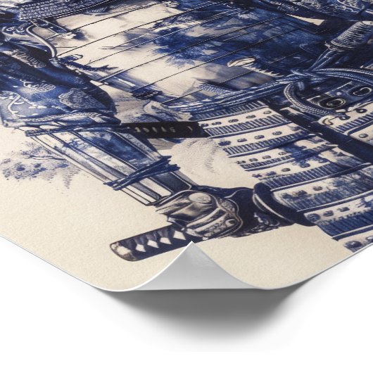 完全武装の侍の立つポスター ポスター (角)