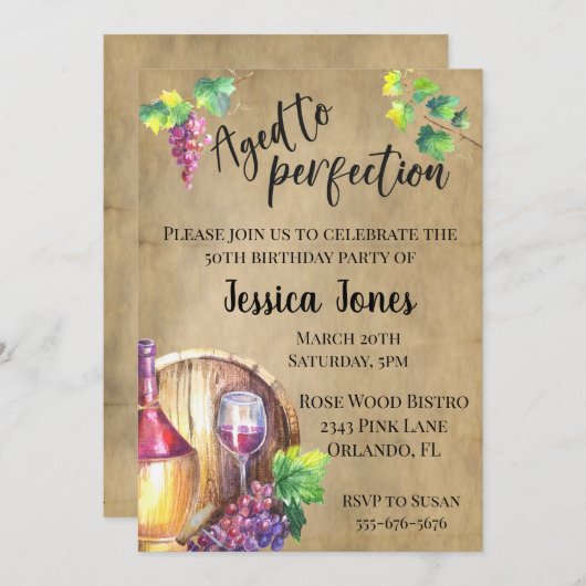 完全熟年のワインラバーバースデーパーティー 招待状 (正面/裏面)