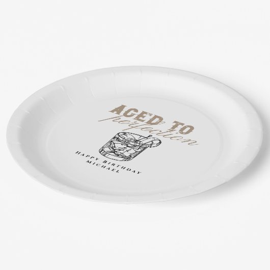 完全熟年ホワイトウイスキー誕生日パーティー ペーパープレート (アングル)