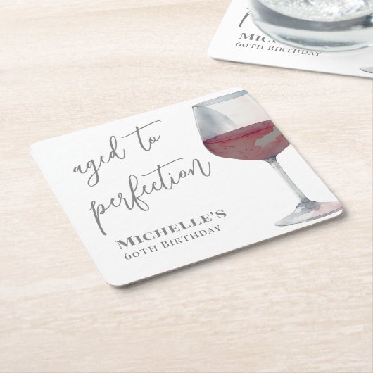 完全熟成のワイン誕生日 スクエアペーパーコースター (アングル)