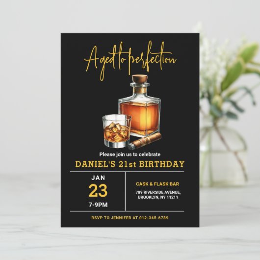 完全熟成ウィスキー葉巻21歳の誕生日 招待状 (スタンド正面)