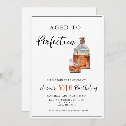 完全熟成ウイスキーボトル誕生日パーティー 招待状 (正面/裏面)