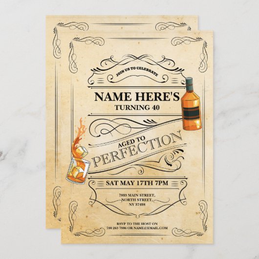 完全熟成ウイスキー任意の年齢のヴィンテージ 招待状 (正面/裏面)