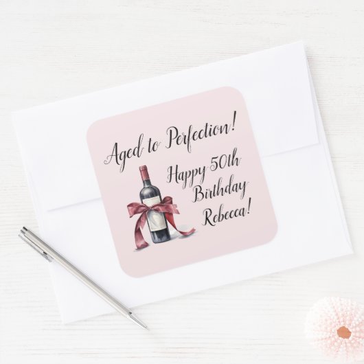完全熟成カスタマイズ可能なワイン誕生日 スクエアシール (封筒)