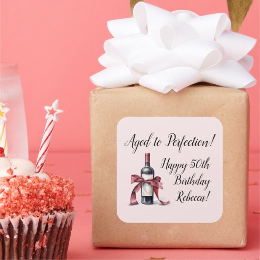 完全熟成カスタマイズ可能なワイン誕生日 スクエアシール (パーティー)