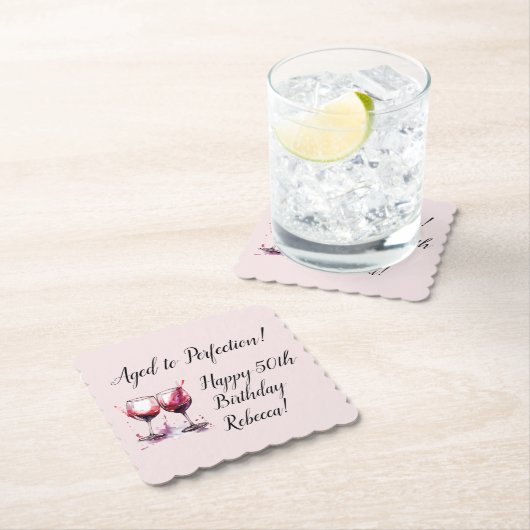 完全熟成カスタマイズ可能なワイン誕生日 ペーパーコースター (インサイチュ)