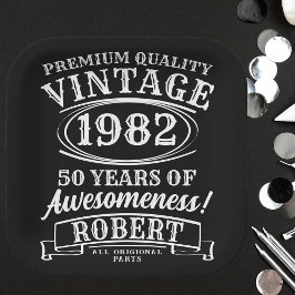 完全熟成パーソナライズされたヴィンテージ誕生日 ペーパープレート