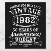 完全熟成パーソナライズされたヴィンテージ誕生日 ワインラベル (シングルラベル)