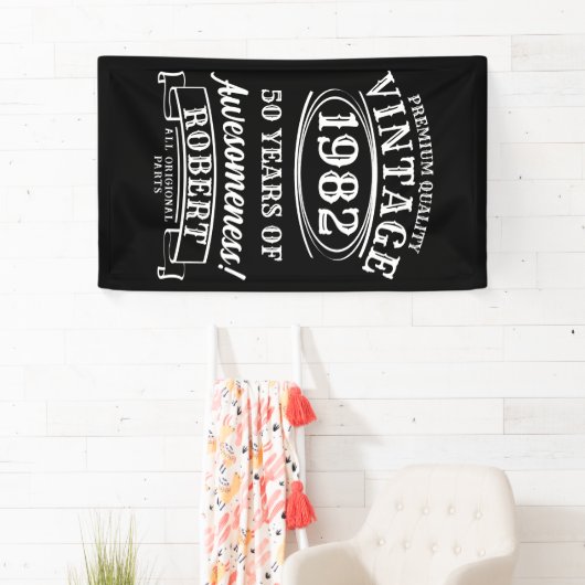 完全熟成パーソナライズされたヴィンテージ誕生日 横断幕 (インサイチュ)