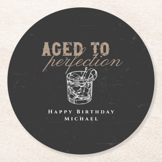 完全熟成ブラックウィスキー誕生日パーティー ラウンドペーパーコースター (正面)