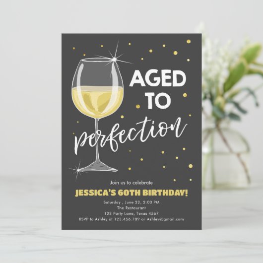 完全熟成ホワイトワインサプライズ誕生日 招待状 (スタンド正面)