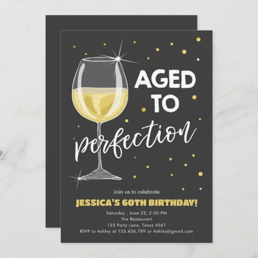 完全熟成ホワイトワインサプライズ誕生日 招待状 (正面/裏面)