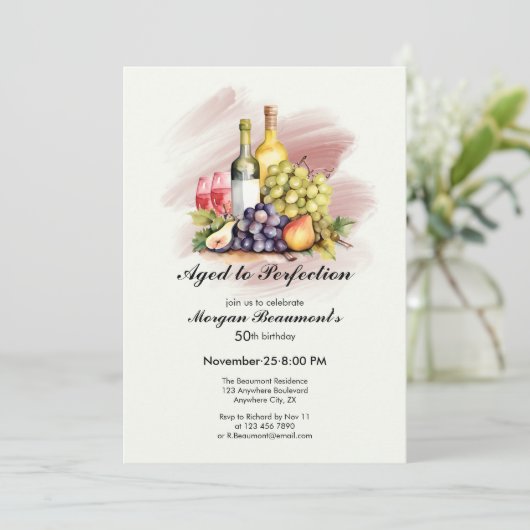 完全熟成ワインをテーマにした50歳の誕生日パーティー 招待状 (スタンド正面)