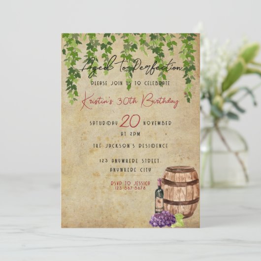 完全熟成ワイン愛好家の誕生日パーティーの招待 招待状 (スタンド正面)