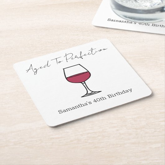 完全熟成ワイン40歳の誕生日 スクエアペーパーコースター (アングル)