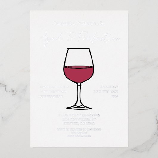 完全熟成ワイン40歳の誕生日 箔招待状 (正面)