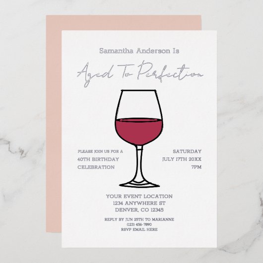 完全熟成ワイン40歳の誕生日 箔招待状 (正面/裏面)