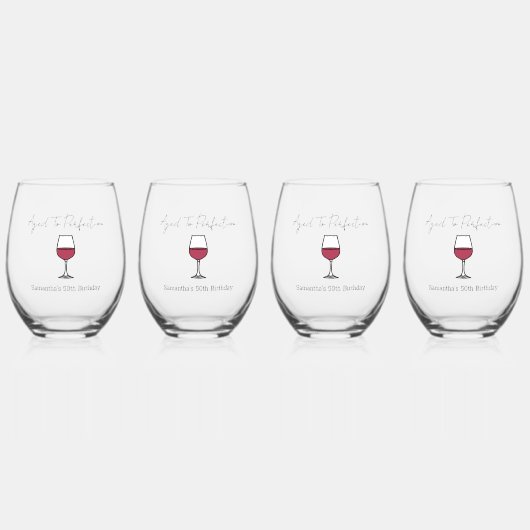 完全熟成ワイン50誕生日 ステムなしワイングラス (正面)