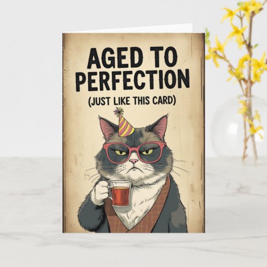 完全熟成 – おもしろいヴィンテージスタイル誕生日 カード (黄色い花)