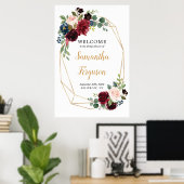 完全編集可能なバーズグンディーのウェディングシャワーのお出迎え ポスター (ホームオフィス)