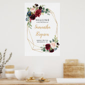 完全編集可能なバーズグンディーのウェルカムサイン ポスター (キッチン)