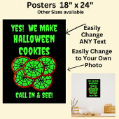 完全編集可能なCake Store用ハロウィーンCookie ポスター