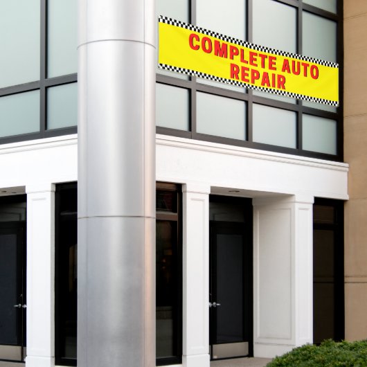 完全自動修復フ市松模様にラグ大黄 横断幕 (ビルの外側)